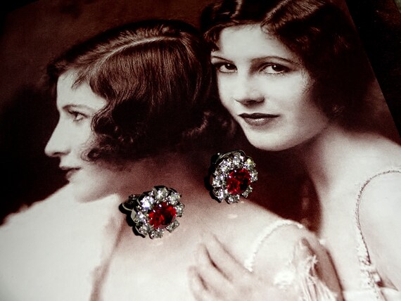 Antique Clip On Earrings Art Deco Vintage 1930s P… - image 4