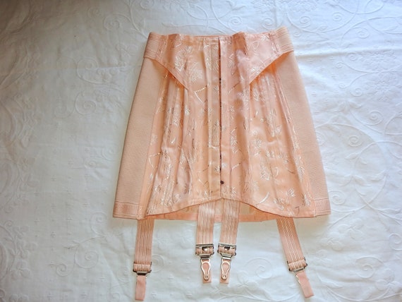 Vintage 1940s 1930s Peach Tea Rose Damask Brocade