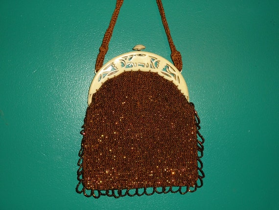 Antique Art Deco 1920s 1930s Beaded Evening Purse… - image 5