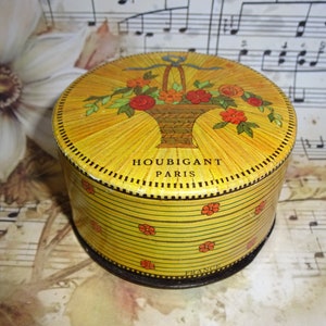 Antique  Art Deco Houbigant French Powder Box 1920s 1930s 1940s Vintage Boudoir Display  Collectable Powder Compact