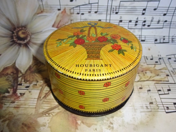Antique Art Deco Houbigant French Powder Box 1920s 1930s 1940s Vintage Boudoir Display Collectable Powder Compact