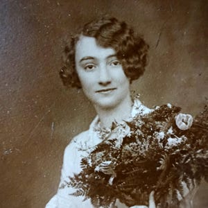 Original Antique 1920s Sepia  Portrait Photograph Young Lady Girl  Named Bessie Possibly Highschool Graduation