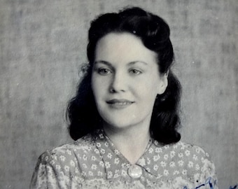 Vintage 1940s Portrait Photograph Pretty Young Lady Named
