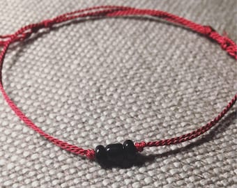 Simple Double strung thin bracelet with glass beads (silk/nylon string)