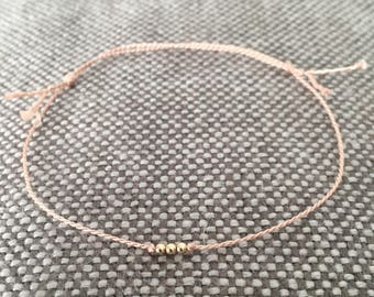 Simple DUSTY PINK thin bracelet with beads (silk string)--The Simplicity bracelet