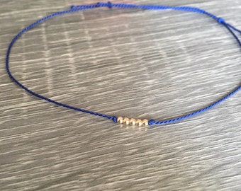 Simple BLUE bracelet with beads (silk string)--The Simplicity bracelet