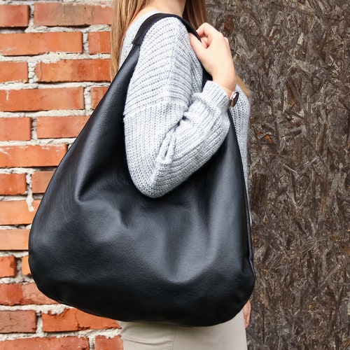 BROWN LEATHER HOBO Bag Oversize Shoulder Bag Everyday - Etsy