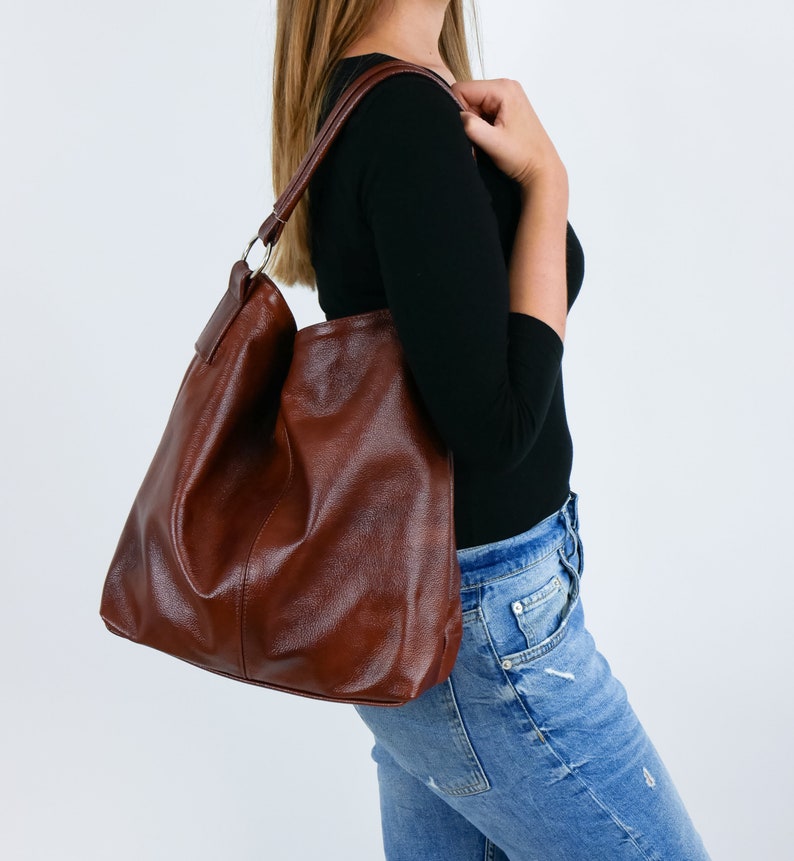 LEATHER HOBO BAG Brown Leather Handbag Crossbody Bag | Etsy