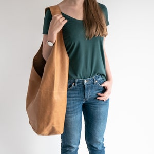 Yellow Leather HIPPIE Bag, Hobo Bag, Bohemian Leather Hobo Purse, Tan Oversized BOHO Bag, Large Crossbody Hobo Bag, Crossbody Bag