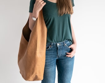 Gelbe Leder HIPPIE Tasche, Hobo Tasche, Boho Leder Hobo Geldbörse, Tan Oversized BOHO Tasche, Große Crossbody Hobo Tasche, Crossbody Tasche