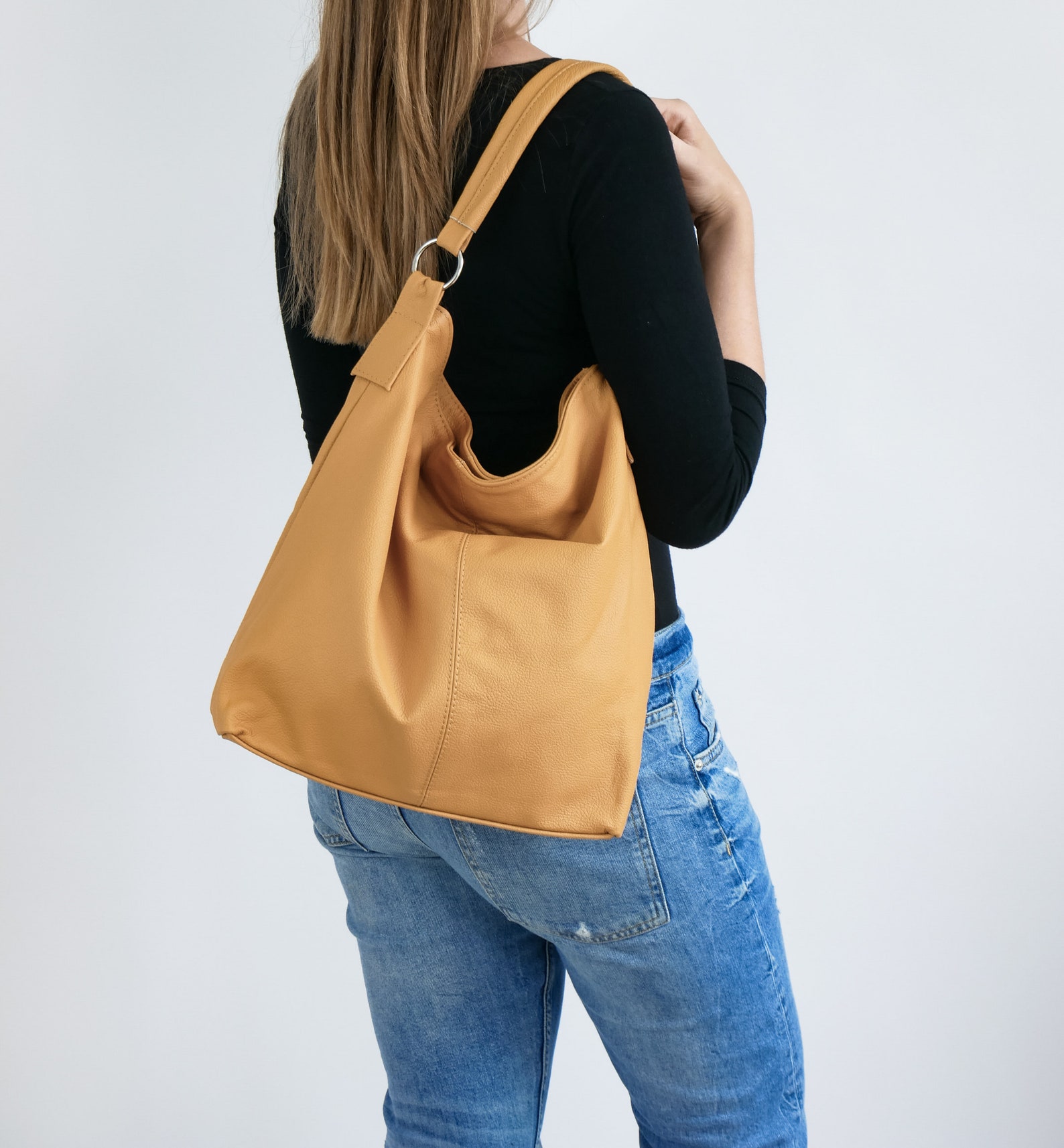 LEATHER HOBO BAG Yellow Leather Handbag Crossbody Bag Etsy