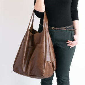 OVERSIZE SHOULDER Hobo Bag Antique Brown Handbag Leather - Etsy