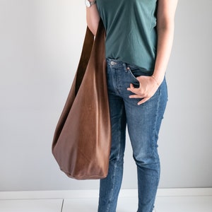 Brown Leather HIPPIE Bag, Hobo Bag, BOHO Bag, Bohemian Leather Hobo Purse, Large Crossbody Hobo Bag, Long Strap, Oversized Brown Boho Bag image 10