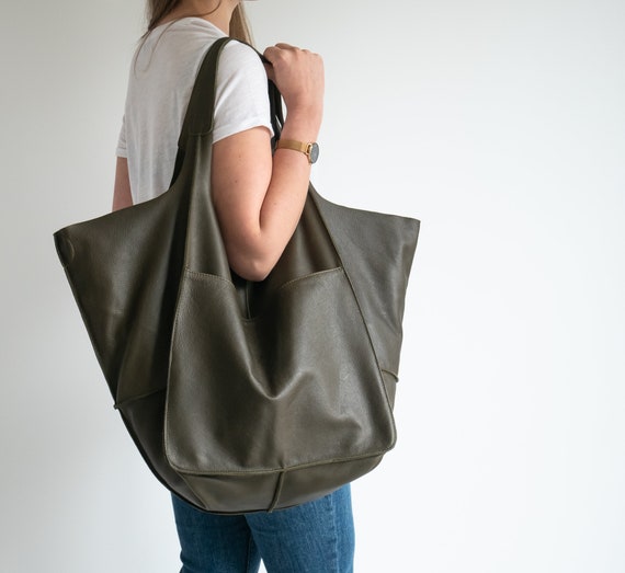 DARK Olive Green OVERSIZE HANDBAG Big Shoulder Bag Shoulder - Etsy
