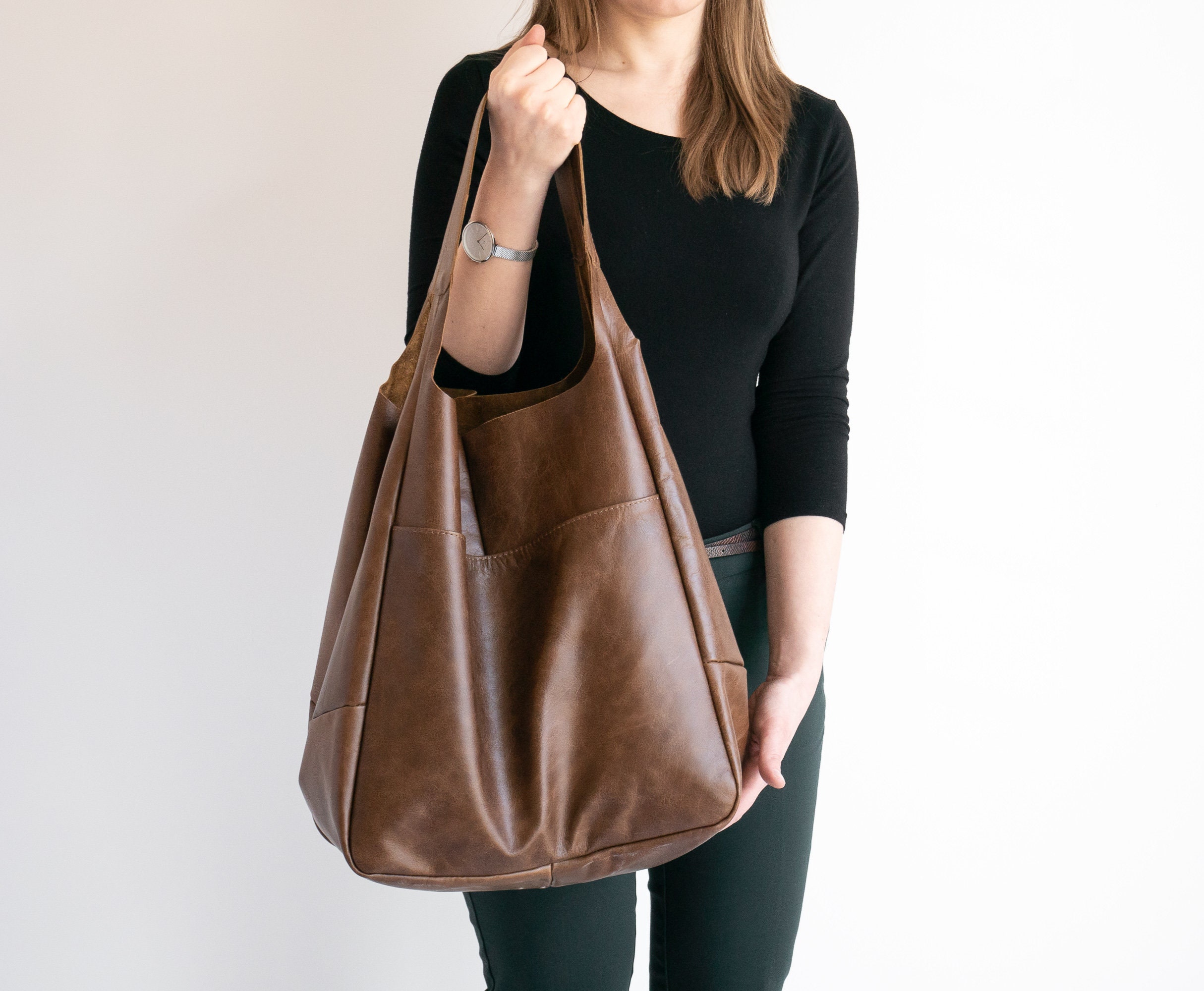 OVERSIZE SHOULDER Hobo Bag Antique Brown Handbag Leather - Etsy