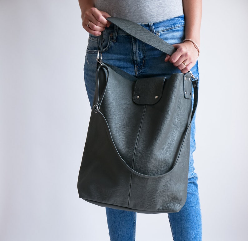 OVERSIZE Gray SHOPPER Bag Large Leather Shopper Gray Tote Etsy
