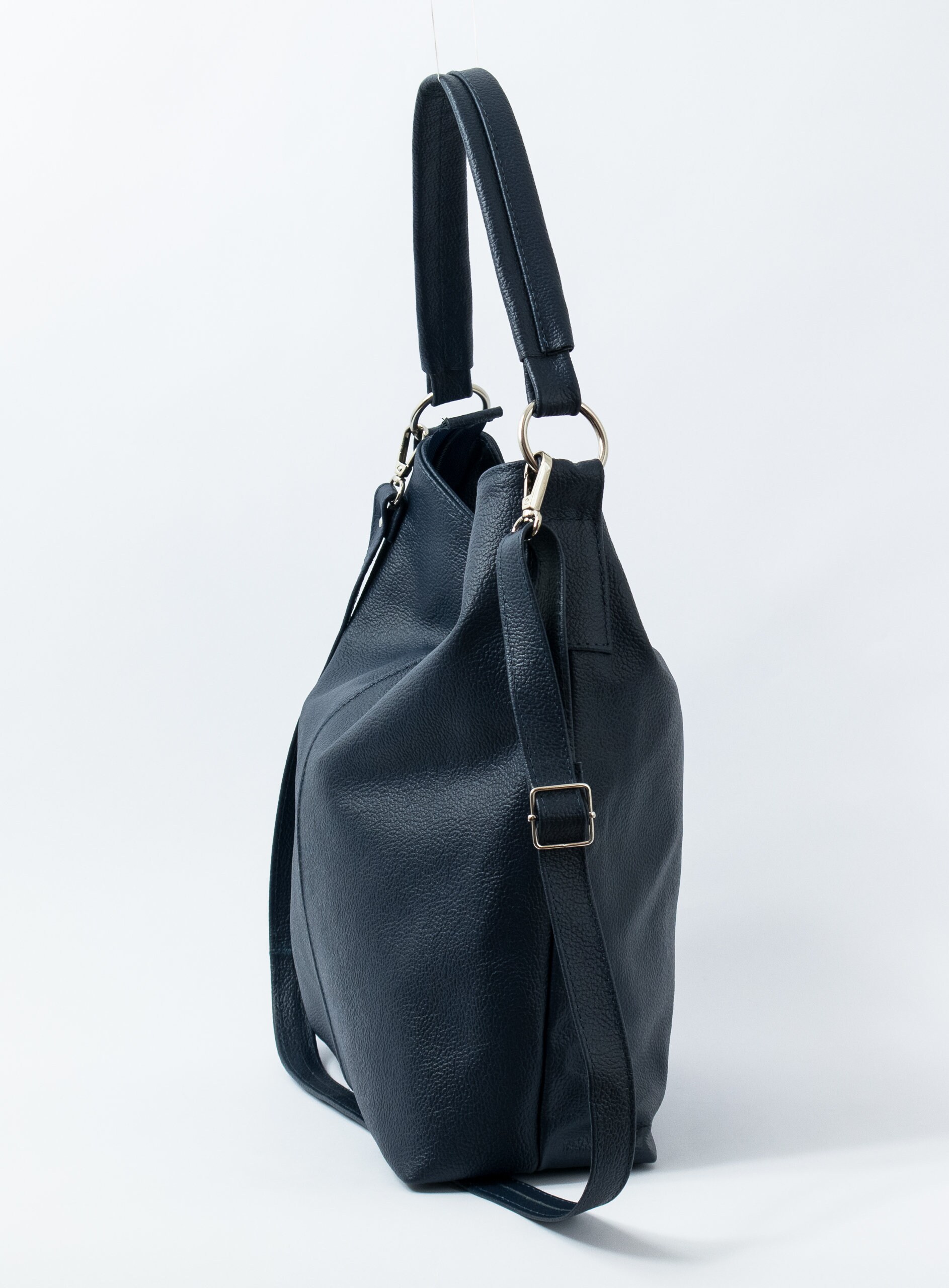 LEATHER HOBO BAG Navy Leather Handbag Crossbody Bag Etsy