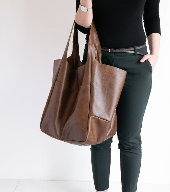 OVERSIZE SHOULDER Hobo Bag, Antique Brown Handbag, Leather Bag