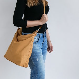 Leather HOBO Bag, Yellow Leather Handbag, Mustard Crossbody Bag, Everyday Tote Bag, Laptop Leather Shoulder Bag, Leather Bag, Gift