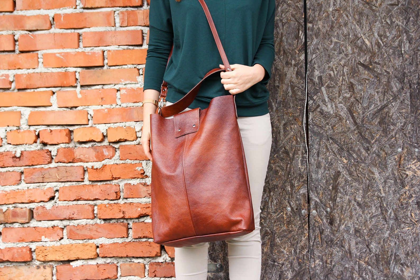 OVERSIZE Cognac Brown SHOPPER Bag Large Leather Shopper Etsy