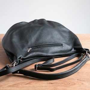 BLACK LEATHER HOBO Bag Everyday Crossbody Leather Purse Leather Handbag Women's Shoulder Leather Bag image 10