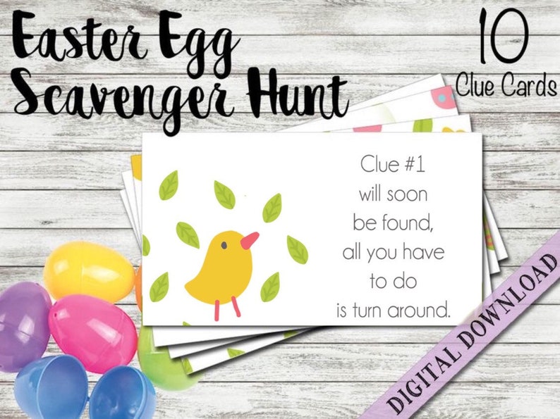 CUSTOM Scavenger Hunt Clue Cards Easter Basket Egg Etsy