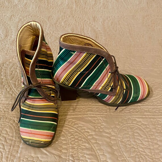 Fluevog Perfect Splendid Striped Booties size 6