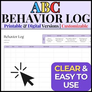 Registro del comportamento ABC: grafico modificabile per il monitoraggio del comportamento di autismo e ADHD