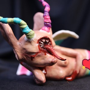 Mouthface--OOAK sculpture, handmade art piece, polymer clay figurine, creepy art, surreal sculpture, body horror art, creature sculpture