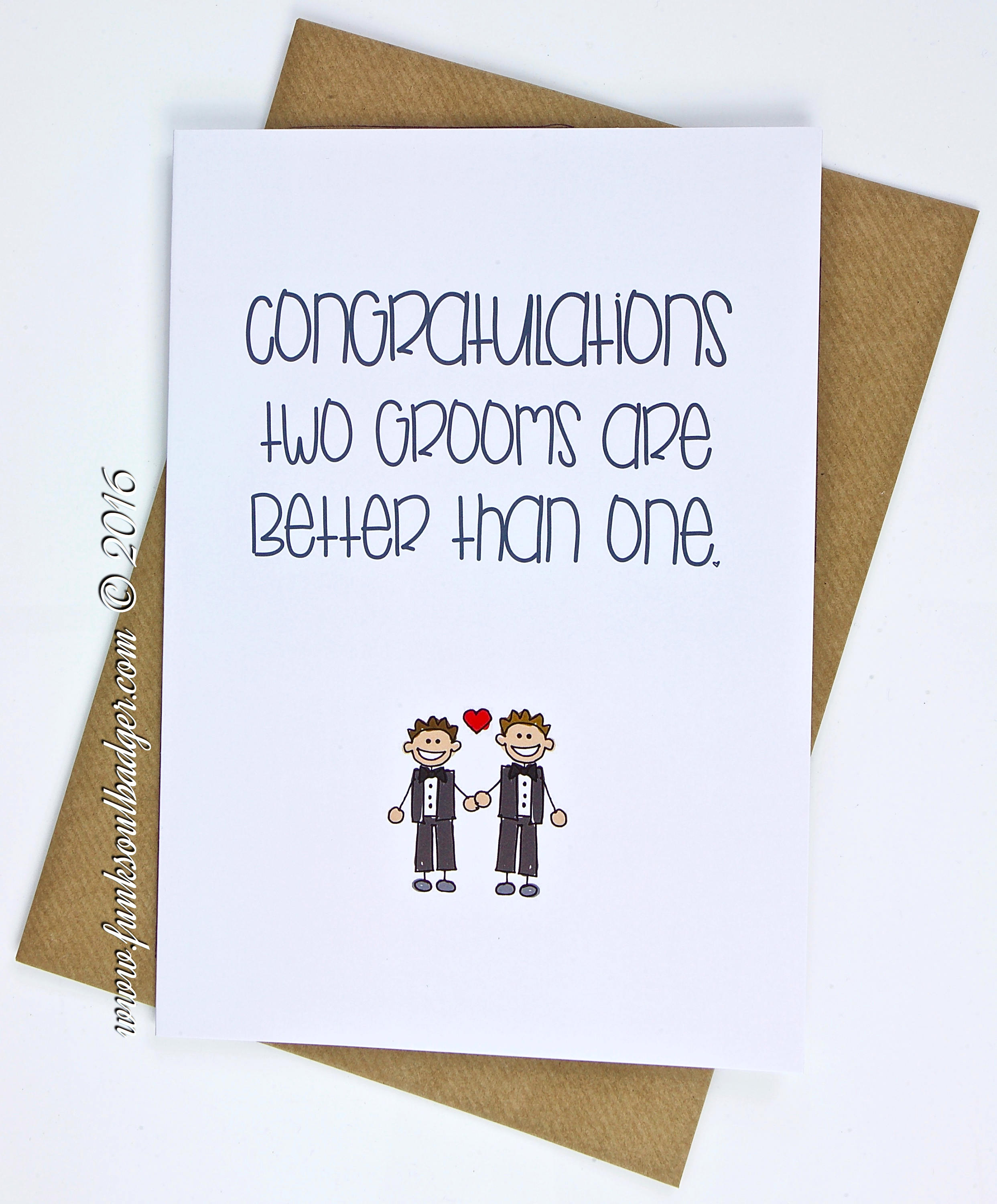 Gay Wedding Card Congratulations Two Grooms Are Better Than | Etsy