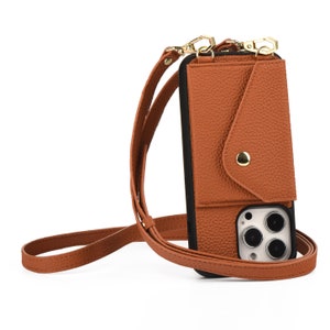 Geniune Leather Cross Body Wallet Case pour 12 mini 12 pro max 13 pro max Housse de sac à main avec crossbody longyard Handbag Case pour femmes avec sangle
