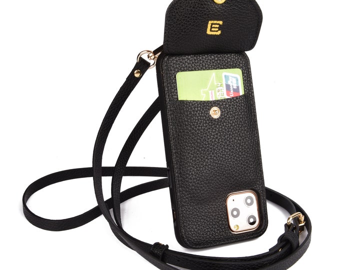 Custom Pebbled Leather Crossbody Iphone Purse Bag W/adjustable Etsy