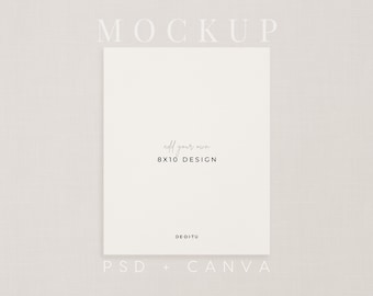 Studio 8x10 Card Mockup – Warm Ivory | PSD + Canva Presentation with Paper Texture (Slight Lift)