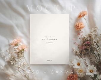 US Letter Card Styled Scene – Petal & Light | PSD + Canva Mockup