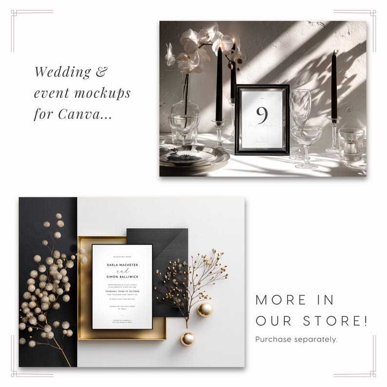 Wedding and event mockups for Canva - see more in the DEDITU Etsy store