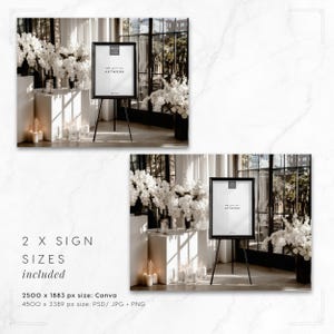 Orchid Noir easel sign mockup: 2 sized frames included: A2 and 18x24 inch.