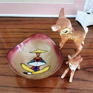 Enamel bowl, French true vintage bowl Rockabilly, Retro Glam, bowl enameled penguin, copper bowl retro,