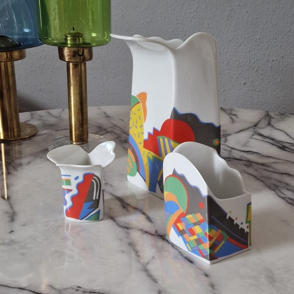 Rarity, postmodern Memphis Milano porcelain vase by Thomas Atelier Rosenthal, Memphis style vase, Thomas Atelier Collection