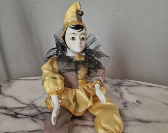 Pierrot doll vintage with golden robe true vintage 80th, Pierrot love doll 1980 like Mira Fujita