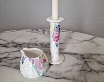 Waechtersbacher Isola Bella candlestick, milk jug, made of ceramic 80s, post modern, Memphis style