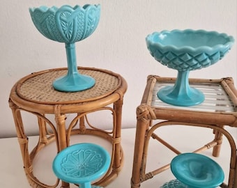 Turquoise opal glass bowls from Sweden 60s/70s Mid Century, turquoise glass bowls, Opaline, Gunnar Ander