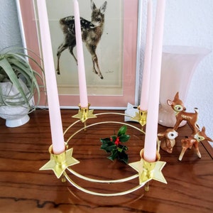 Advent wreath made of metal star, candlestick from 1001 nights, golden candlestick, candlestick star made of metal