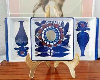 Plato para servir Royal Copenhagen Kari Christensen 157/2879, Fajance, Aluminia, Plato para servir Royal Copenhagen Tenera, decoración pintada a mano