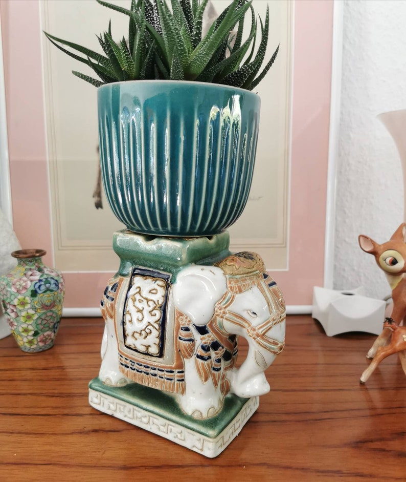 4 small elephant plant stands made of ceramic boho chic Etsy