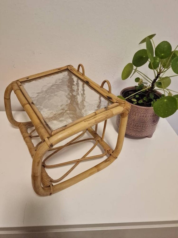 Wandregal Bambus, Handyablage, Boho Chic Bambus, Garderobenregal  mit Glasablage