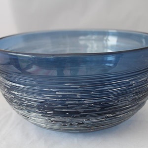 Mouth-blown glass bowl, designed by Bengt Edenfalk, Glasbruk Skruf, Blue Crystal Bowl