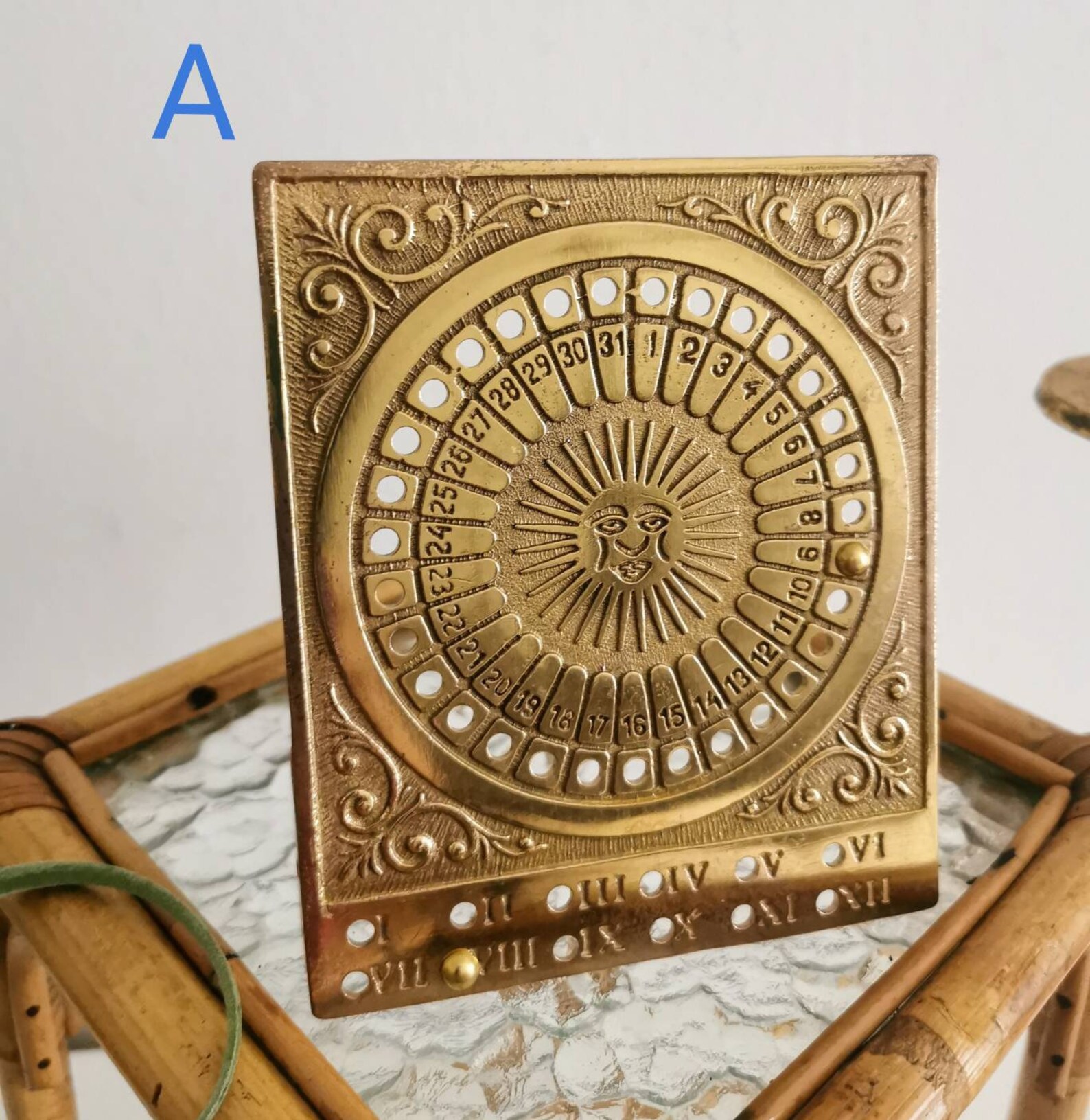 Perpetual Calendar Vintage Brass Calendar Brass Sun Desk - Etsy UK