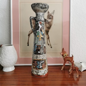 Vintage Brutalist Vase Bresciani Arcor, Fat Lava Candlestick F. Lli Marchi Brescia Italy, Imka Motif Bresciani Arco