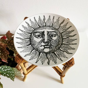Ceramic sun wall plate, Gustavsberg Sweden, Sven Jonsson, boho style sun wall plate