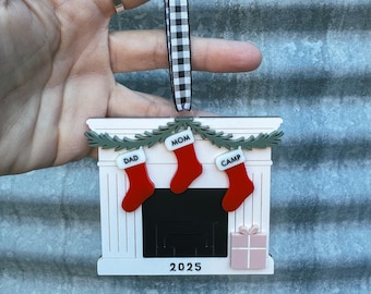 Personalized Family Christmas Ornament, Custom Mantle Ornament, Personalized Stocking Ornament, 3D Acrylic Family, Fireplace Ornament
